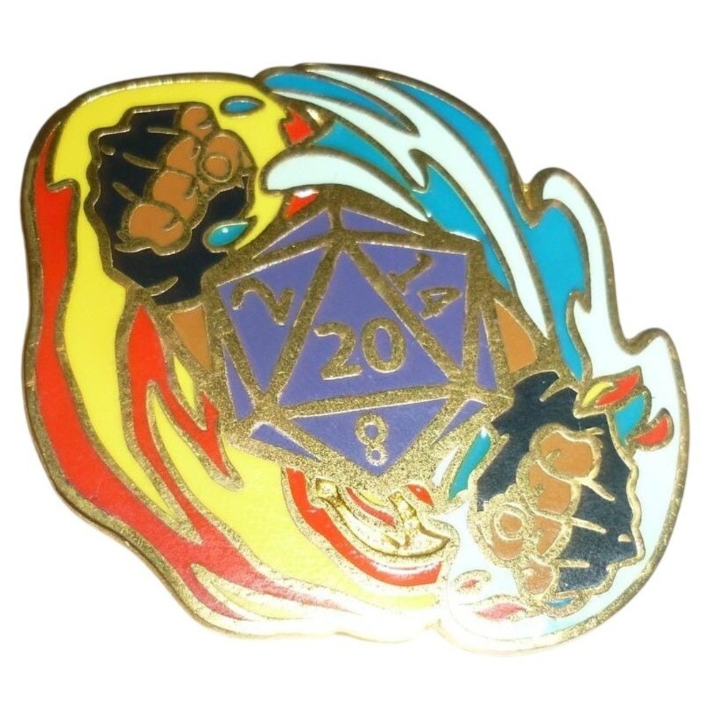 DD D20 Enamel Pin Fire Ice Elemental Dragon Ball‎ Z Inspired